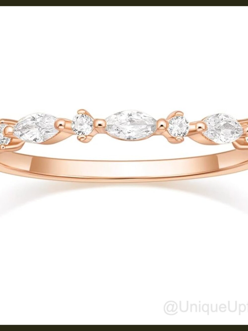 14K Gold Plated CZ Half Eternity Stackable Wedding Band Ring